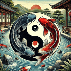 Carp in the two fish Yin and Yang Symbol